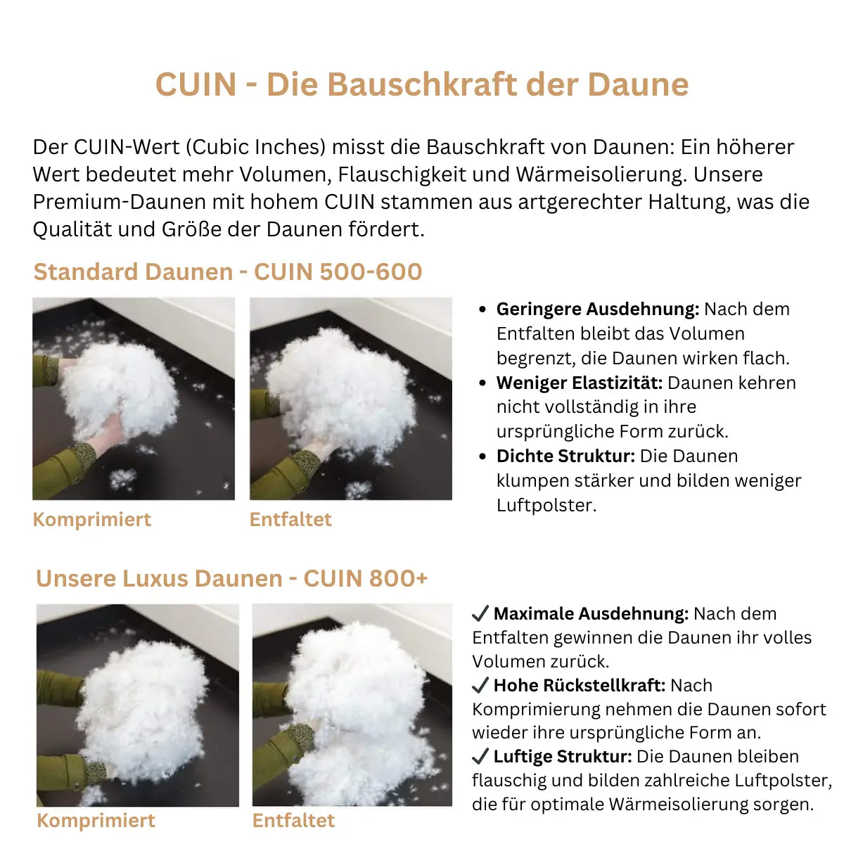 CUIN - Die Bauschkraft der Daunen von Luxecosy