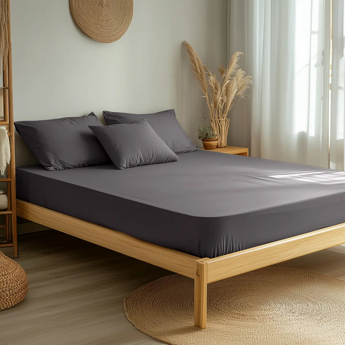 Jersey Spannbettlaken Schiefer von Luxecosy - Handgefertigt in Österreich.