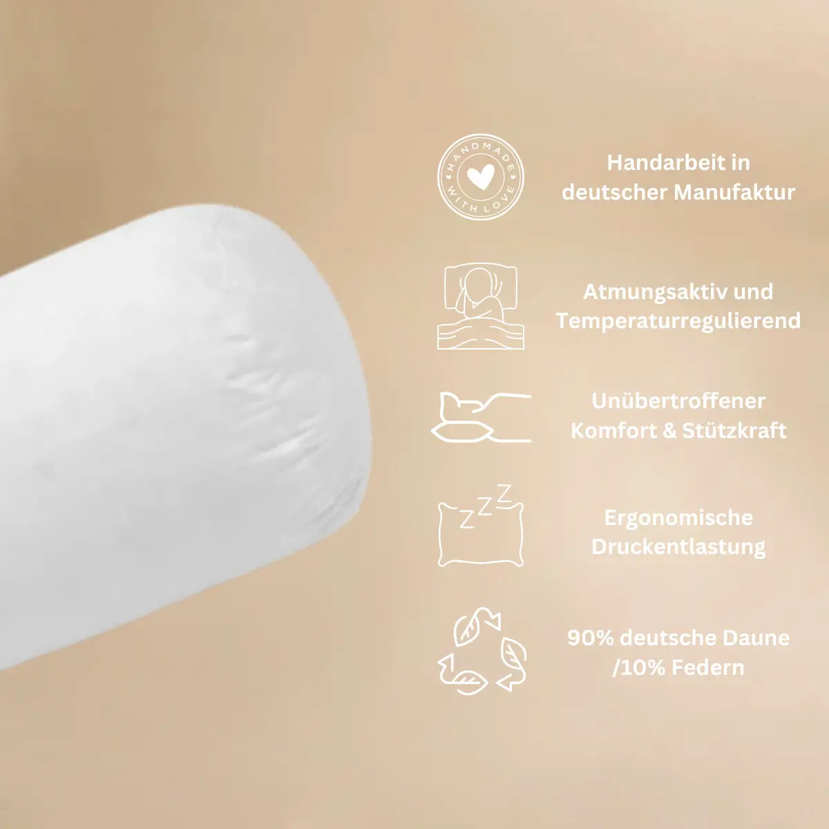 Elegantes und ergonomisches Design der Luxe Nackenrolle, ideal zur Unterstützung von Nacken und Schultern