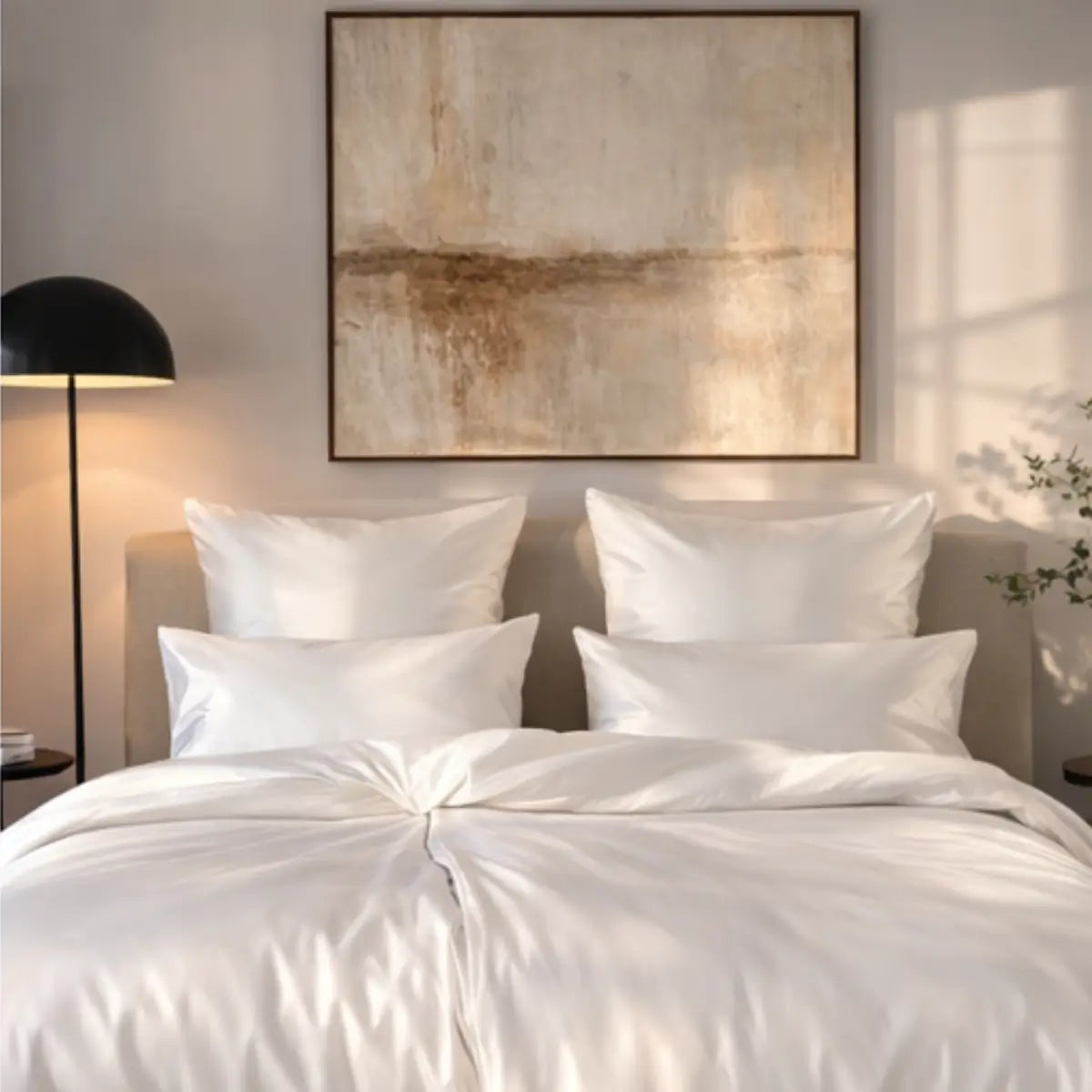 Der Mako Satin Kissenbezug 40x80 cm in hochwertigem Weiß mit praktischem Reißverschluss.