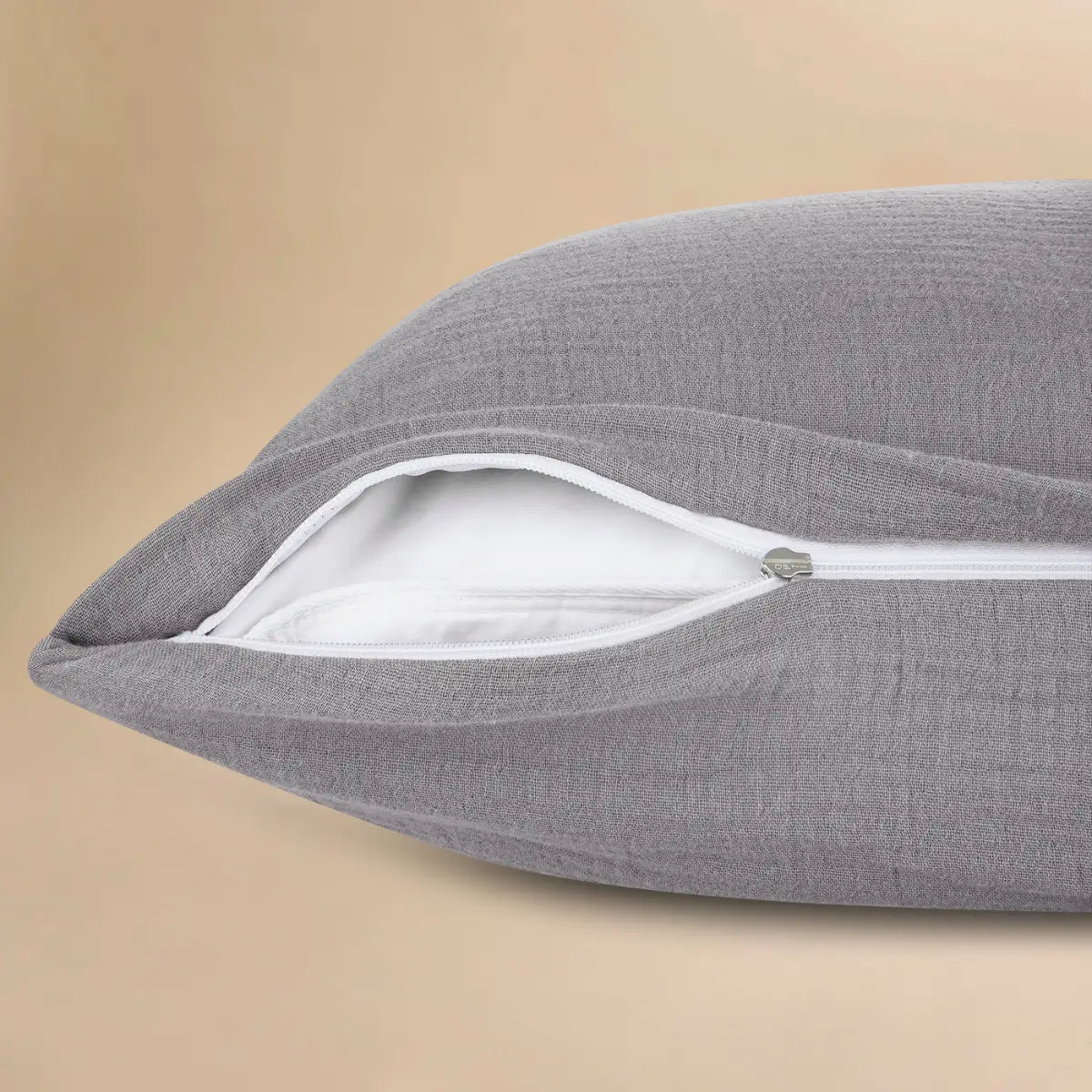 Musselin Kissenbezug 40x80 cm in Grau von Luxecosy