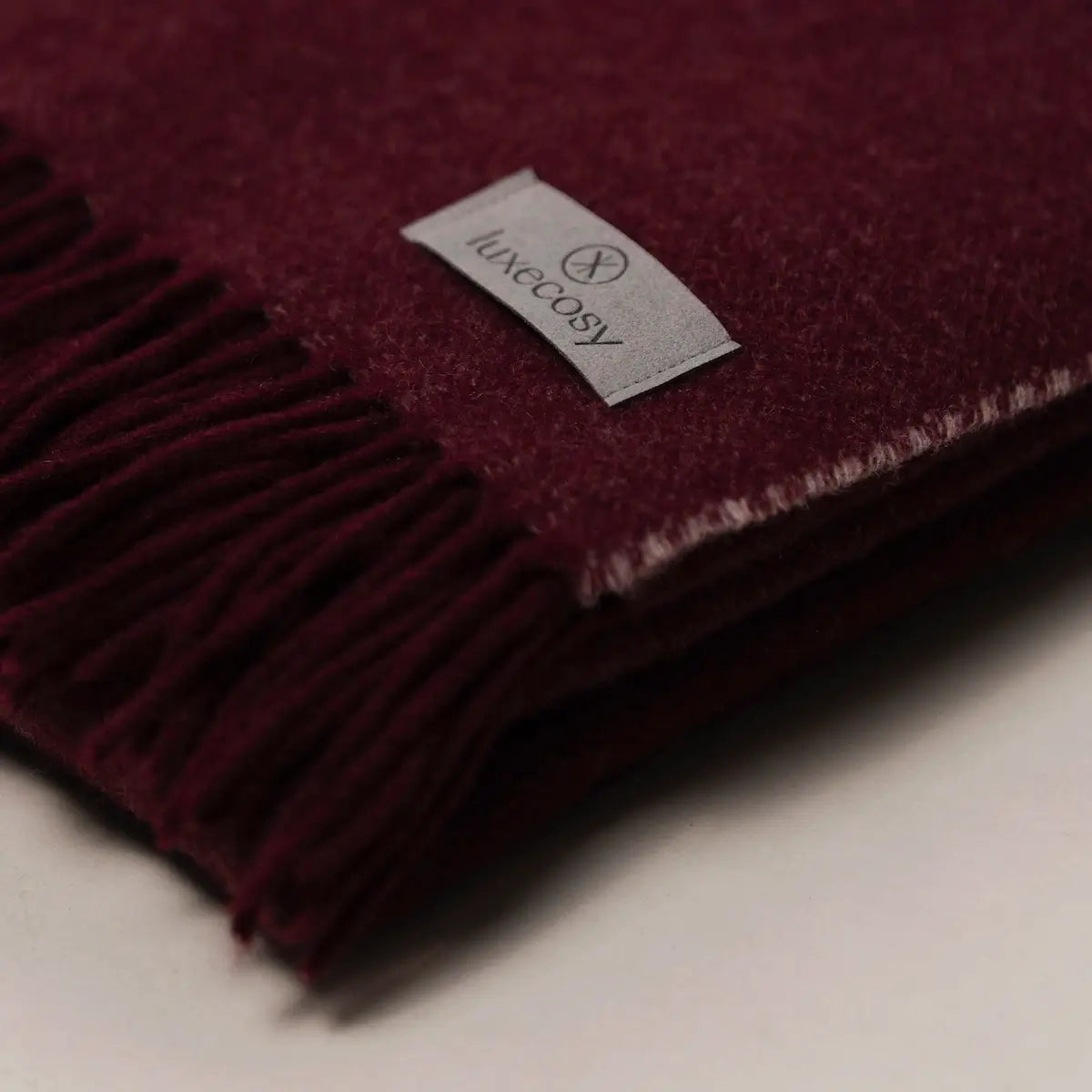 Saum Detail Kaschmir Plaid Bordeaux – Luxecosy