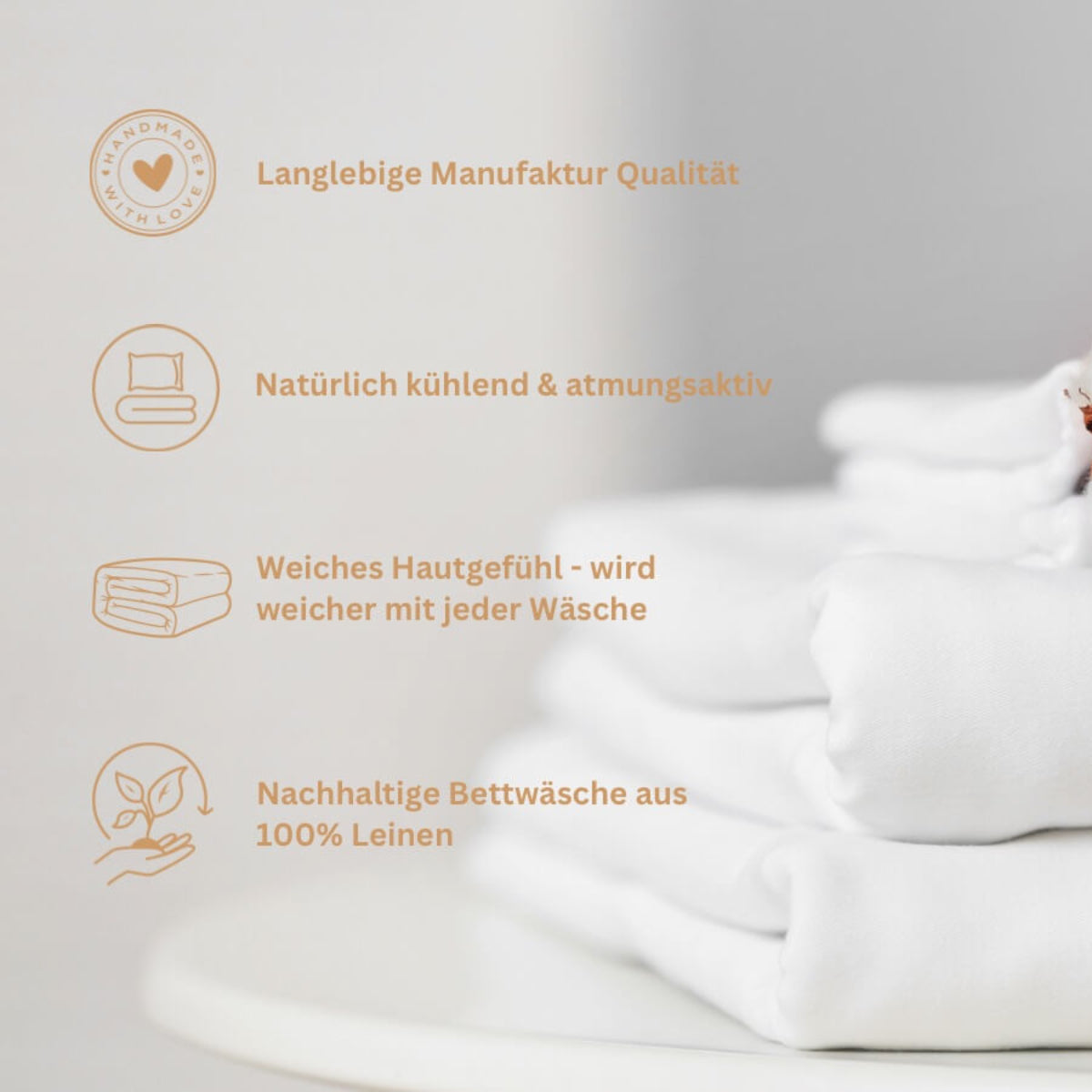 Die hochwertige Leinen Bettwäsche Weiß von Luxecosy Made in Germany und beste Qualität-