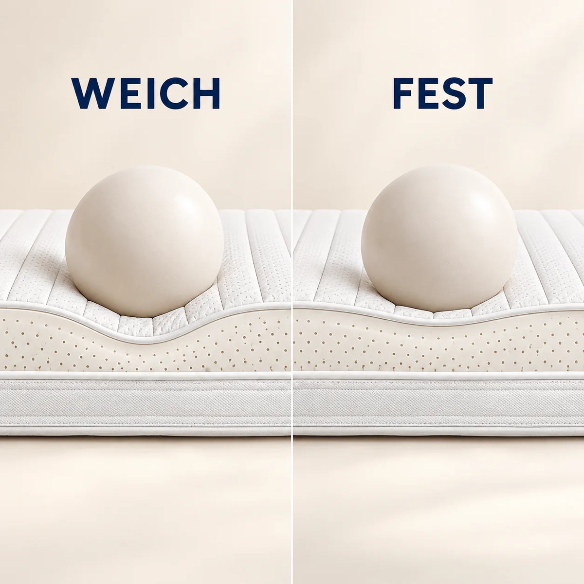Vergleich der Naturlatex-Topper in weich und fest