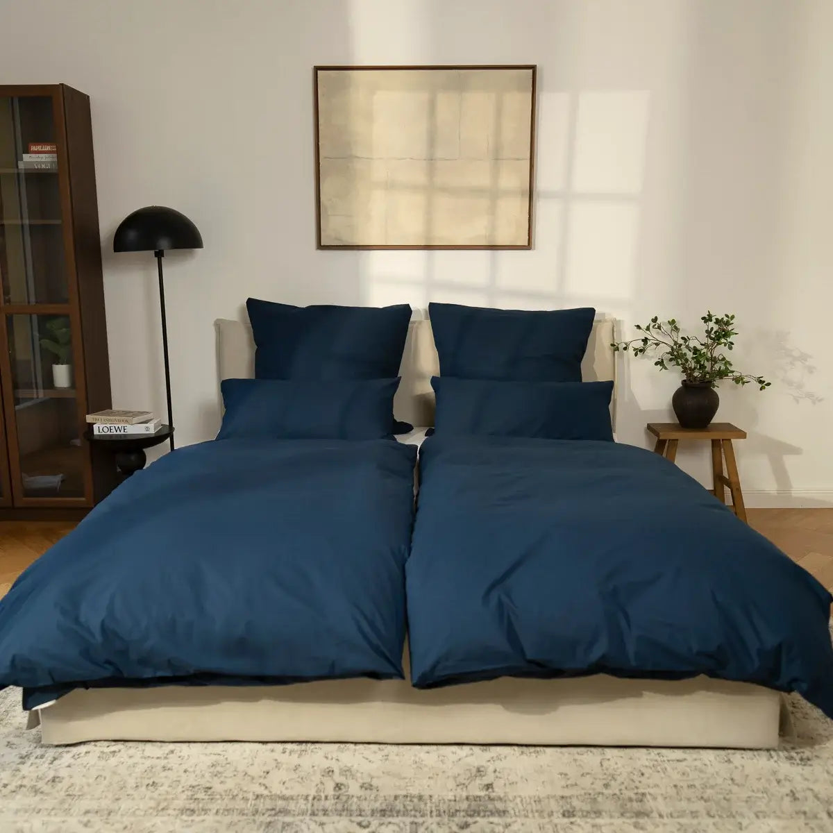 Luxecosy GOTS Renforce Bettwäsche in Blau - Handgefertigt in Deutschland