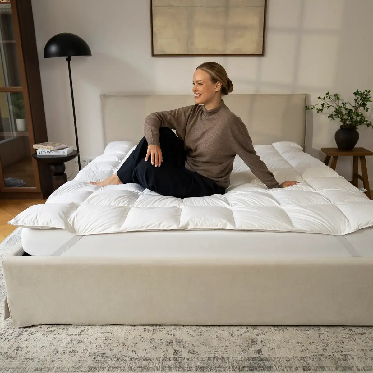 Luxecosy Matratzentopper mit Daunenfüllung – weiche Premium Matratzenauflage für erholsamen Schlaf