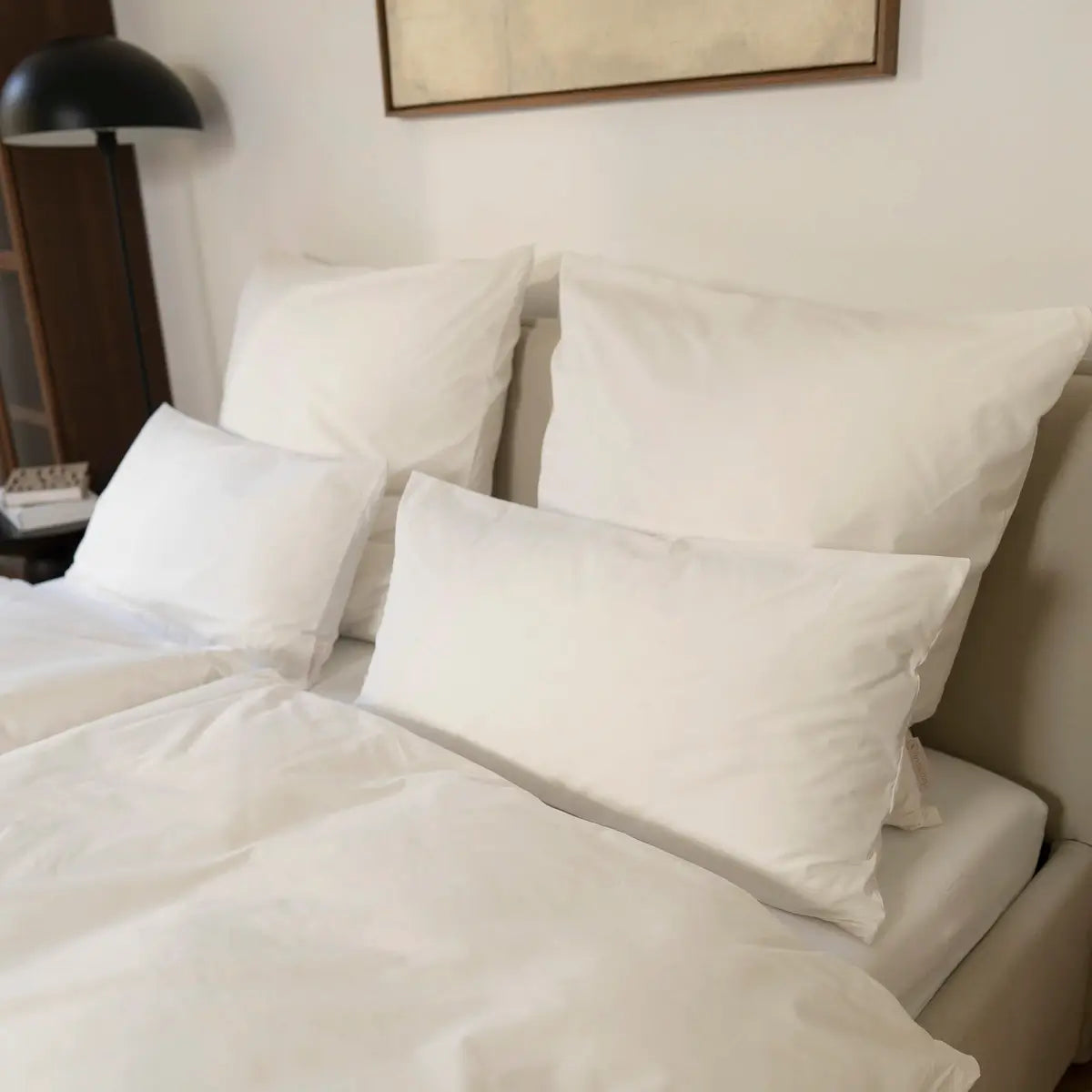 Luxecosy GOTS Renforcé Kissenbezüge  in Weiß – zeitloses Design, handgefertigt in Deutschland