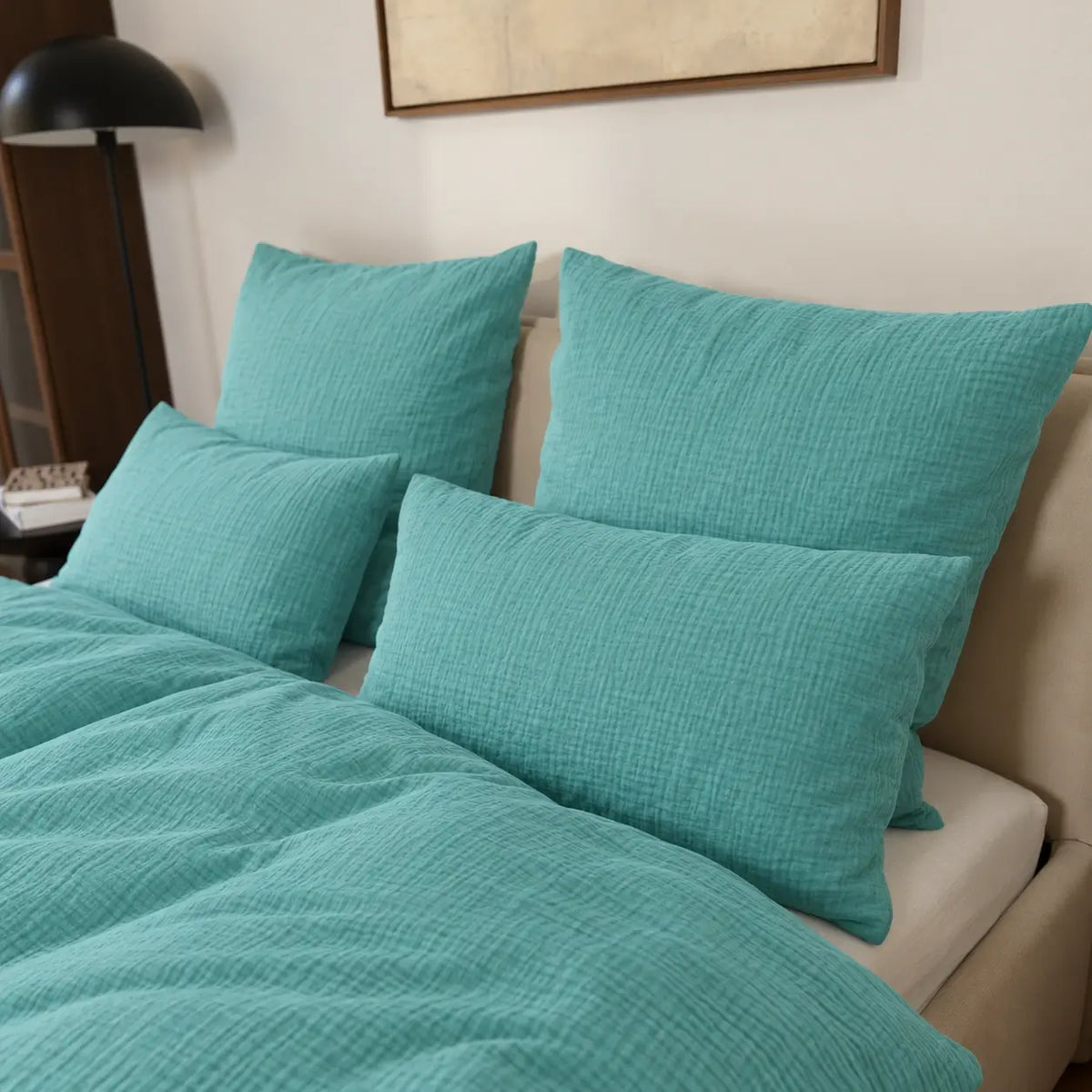 Musselin Kissenbezug 40x80 cm in Mint von LuxeCosy