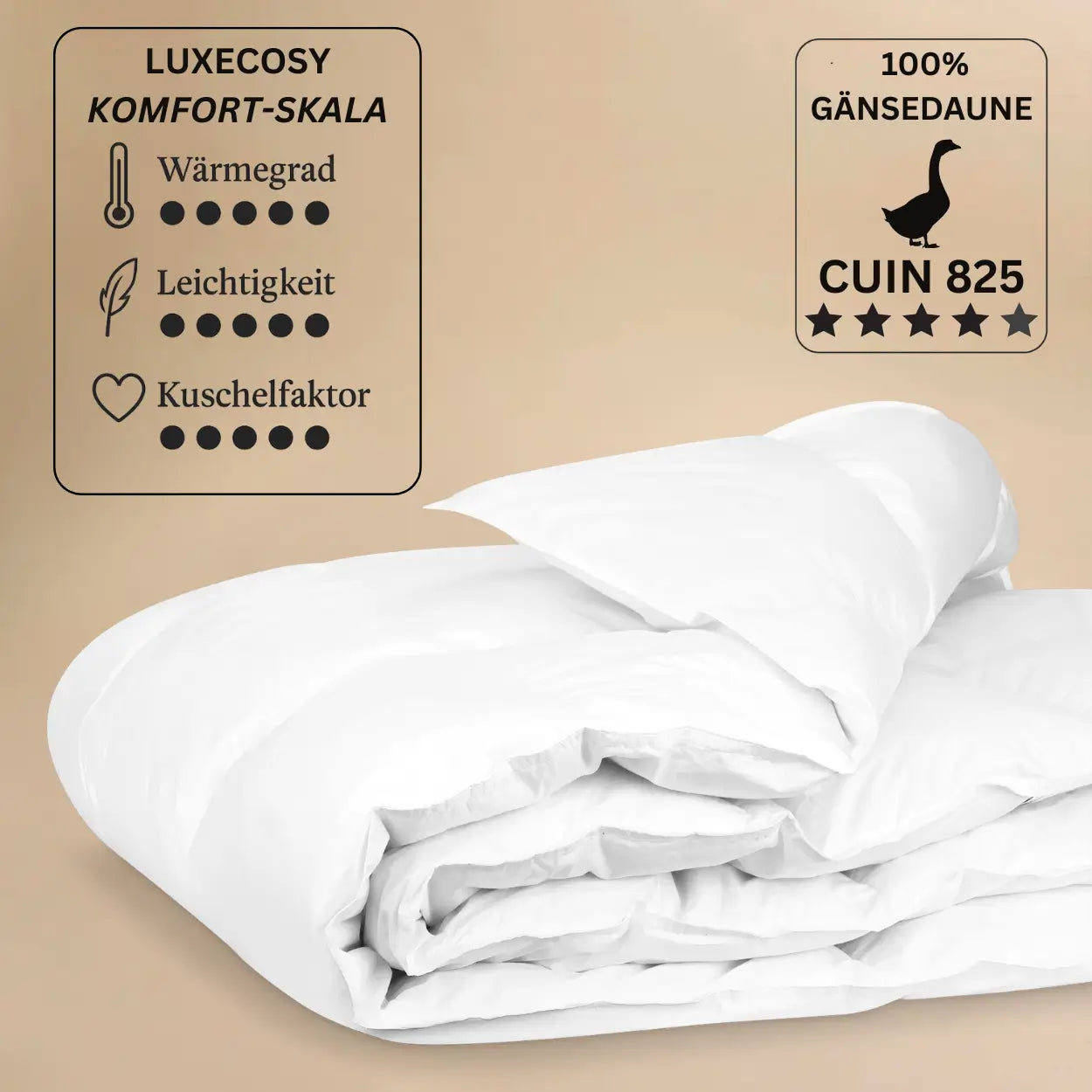 Die hochwertige Pure Daunendecke aus 100 % Gänsedaunen in der Größe 135x200 cm, ideal für luxuriösen Schlafkomfort