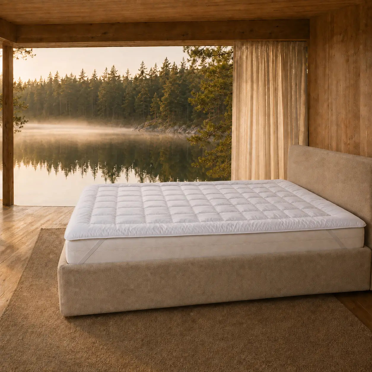 Der Tencel Topper von Luxecosy in einem Schlafzimmer aus 100% Tencel