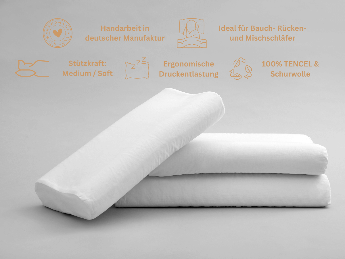 Luxecosy Tencel Naturkissen – 2-lagig, anpassbar, hypoallergen und temperaturregulierend. Ultimativer Komfort und Unterstützung für einen erholsamen Schlaf.